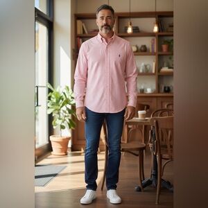 Ralph Lauren VTG Men's Pink Gingham Button Down Shirt EUC